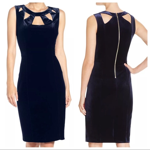Eliza J Dresses & Skirts - Eliza J Velvet Cutout Sheath Dress Navy 2 4 8 12